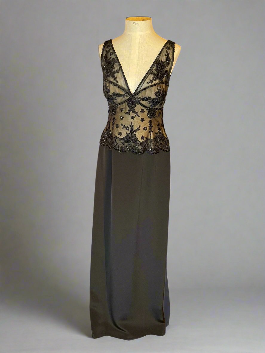 Patricia Rhodes Couture Rose Cluster Embellished Tulle Dress