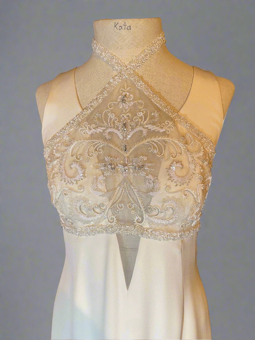 Patricia Rhodes Couture Formal Dress with Lace & Sequin Bodice