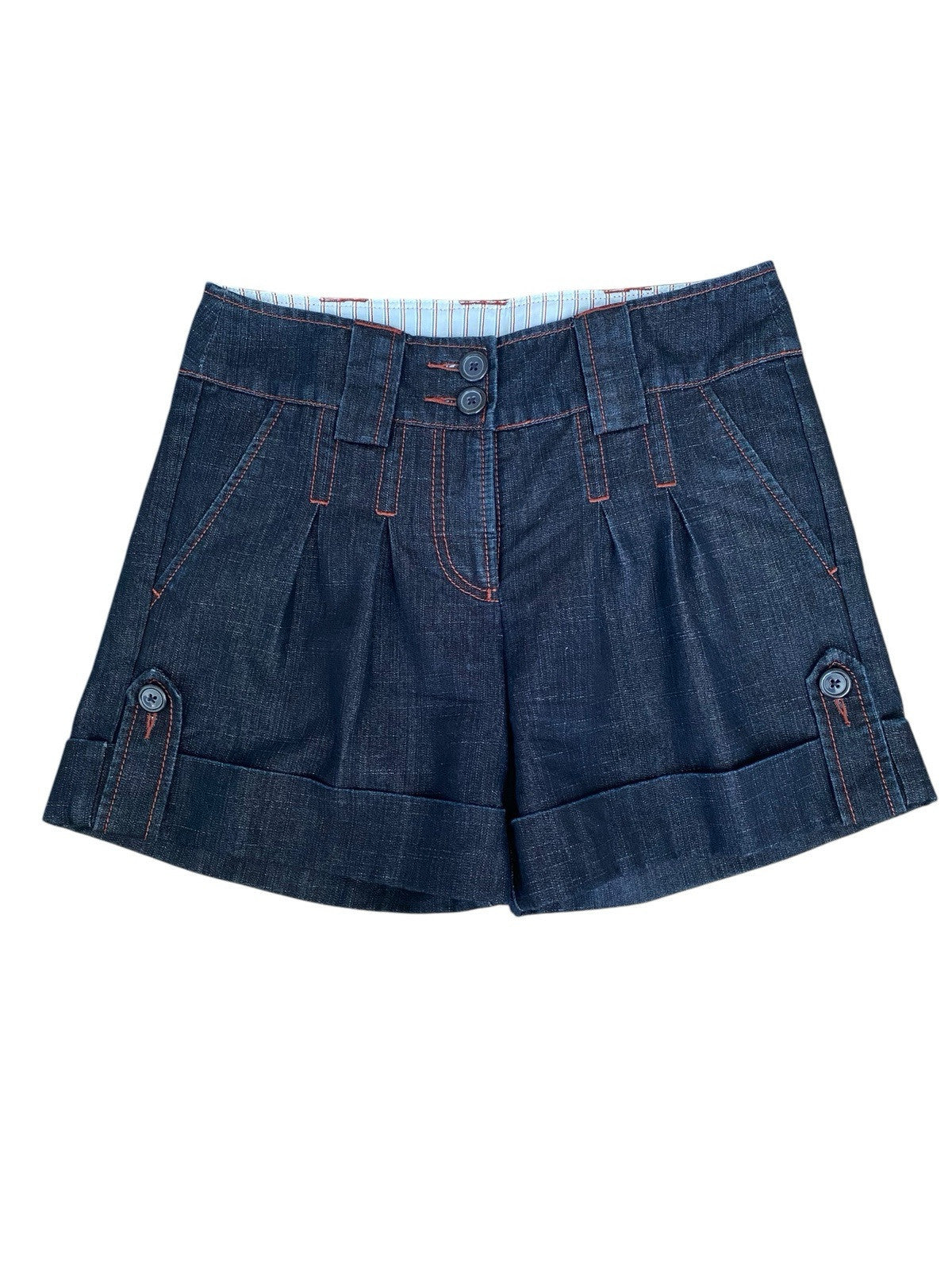 Adorable 🥰 VTG Anthropologie Plus Fours Denim Pleated Shorts Women Size 8