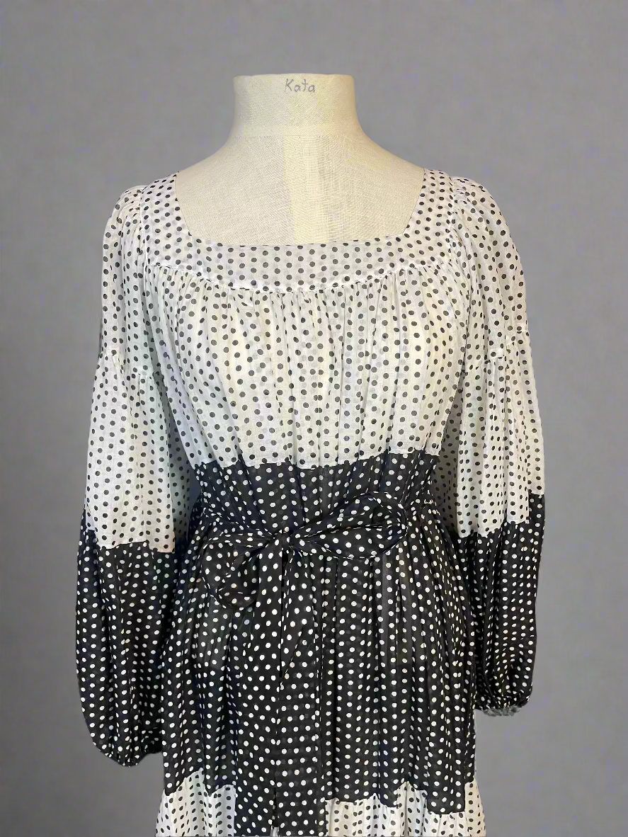 Lisa Marie Sheer Polka Dot Tiered Dress