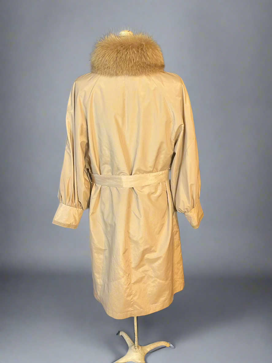 CD Christian Dior Fur Fox Trench Coat W/Rabbit Detachable Vest. 1980 8/10