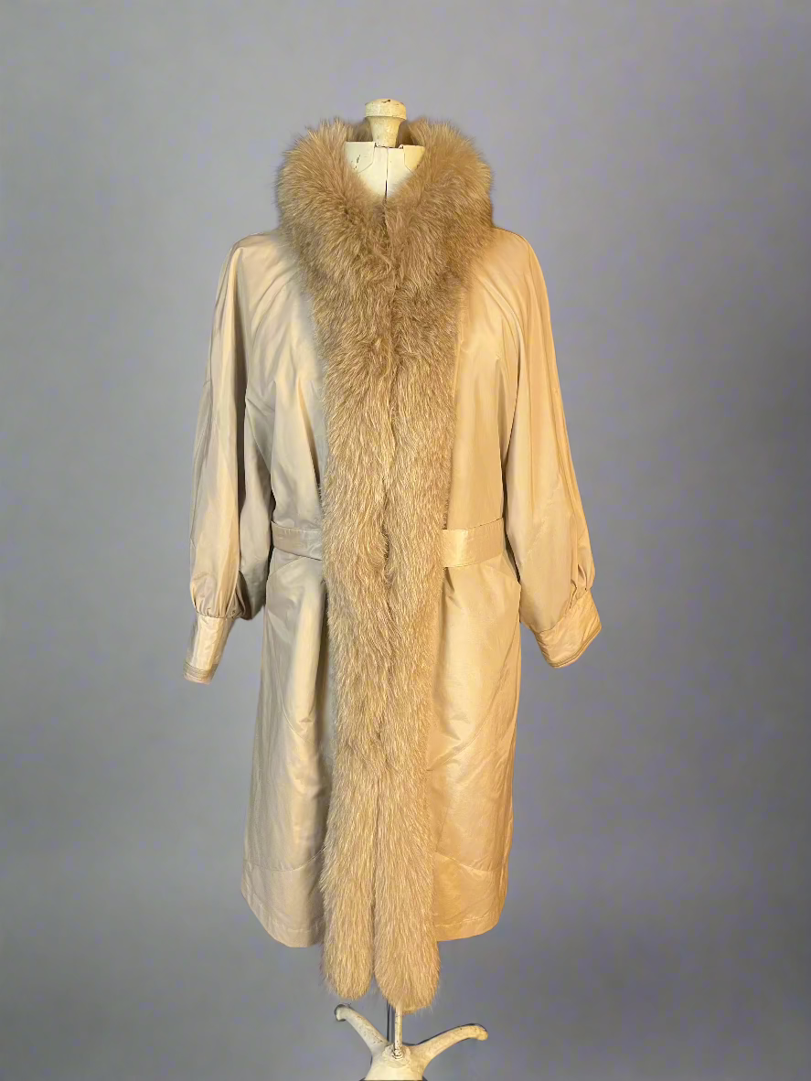 CD Christian Dior Fur Fox Trench Coat W/Rabbit Detachable Vest. 1980 8/10