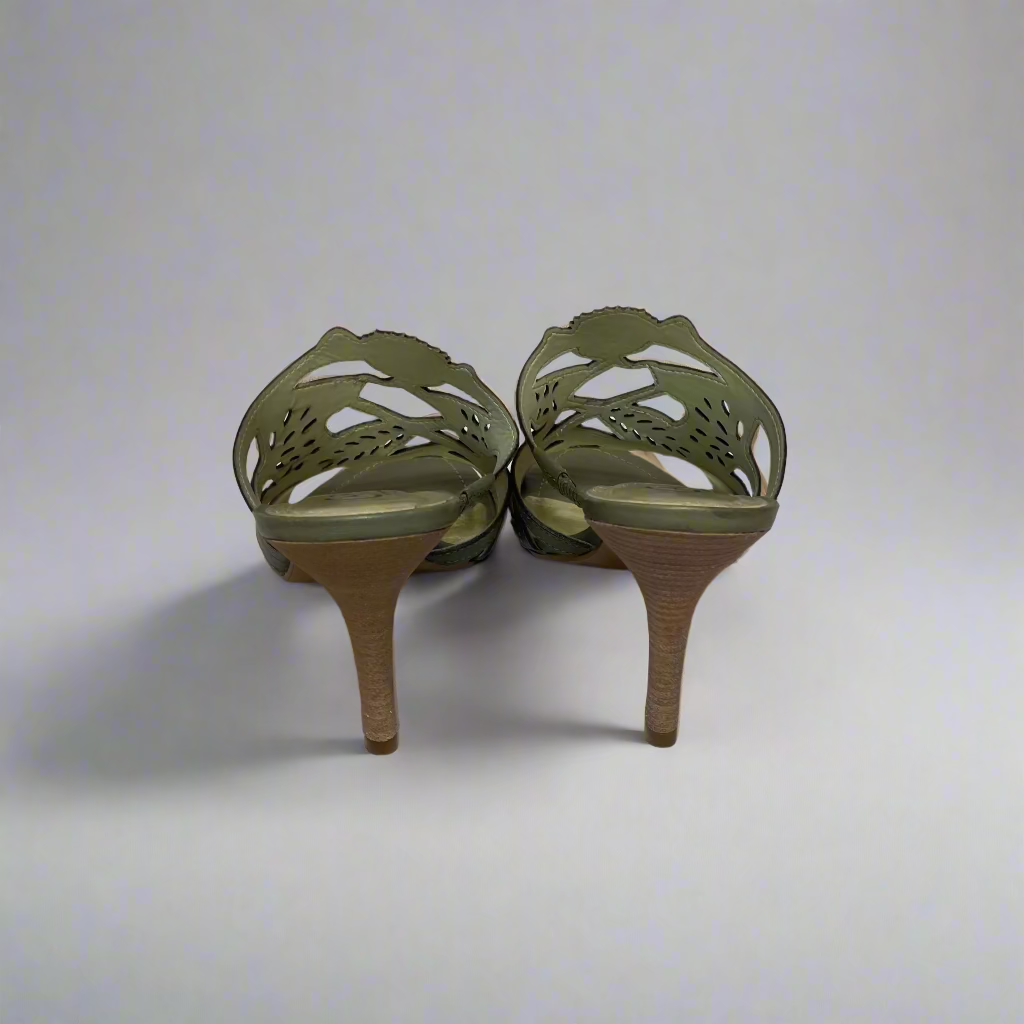 Carlos Santana Fern Green Floral Slip On Heel