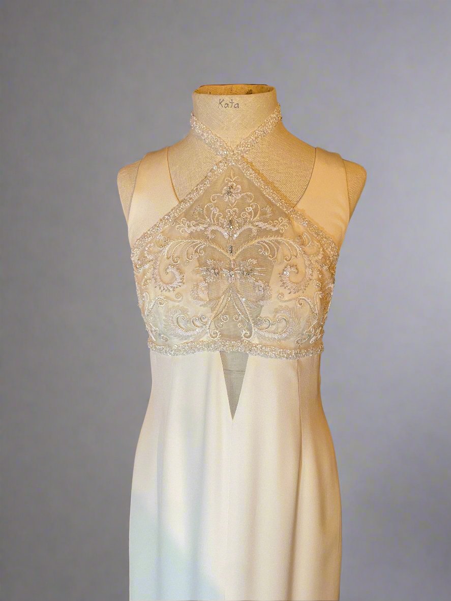 Patricia Rhodes Couture Formal Dress with Lace & Sequin Bodice