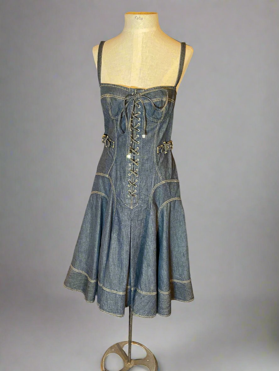 Dolce & Gabbana Corseted Denim Bustier Dress Y2K