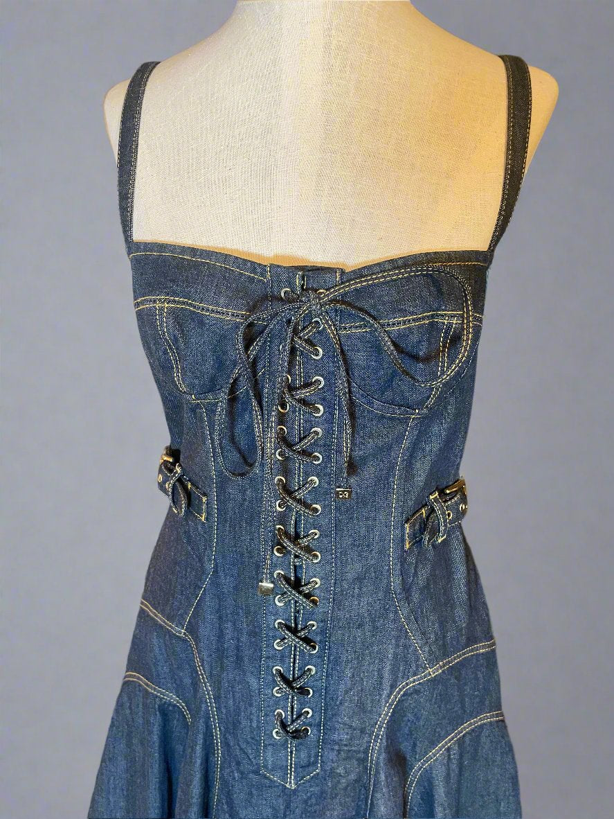 Dolce & Gabbana Corseted Denim Bustier Dress Y2K