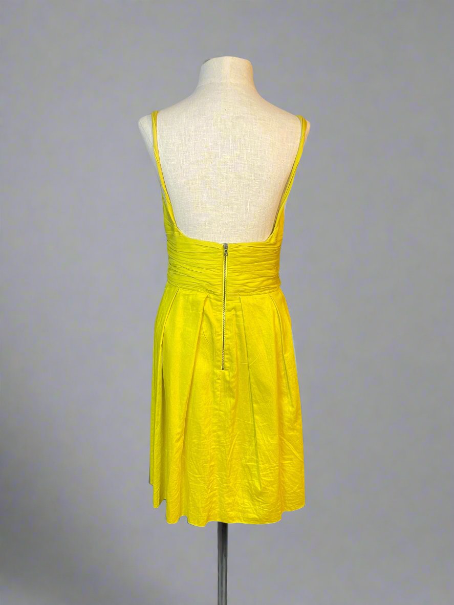 Prada Cotton Pleated Chartreuse Dress