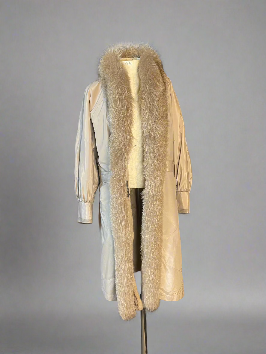 CD Christian Dior Fur Fox Trench Coat W/Rabbit Detachable Vest. 1980 8/10