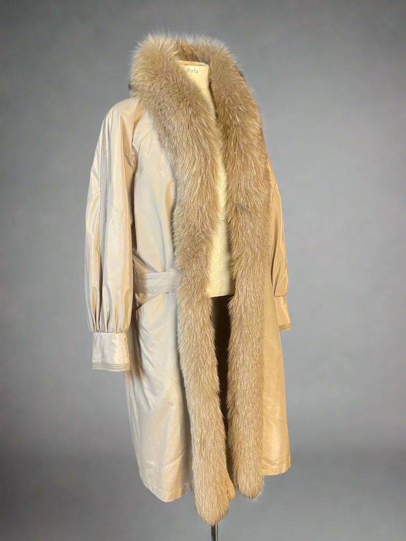 CD Christian Dior Fur Fox Trench Coat W/Rabbit Detachable Vest. 1980 8/10