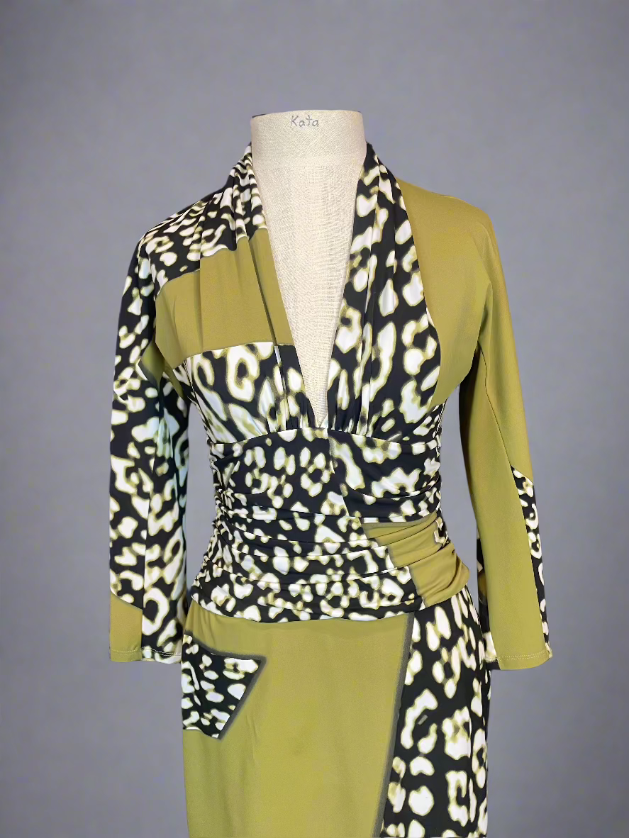 Roberto Cavalli Green Leopard Print Dress