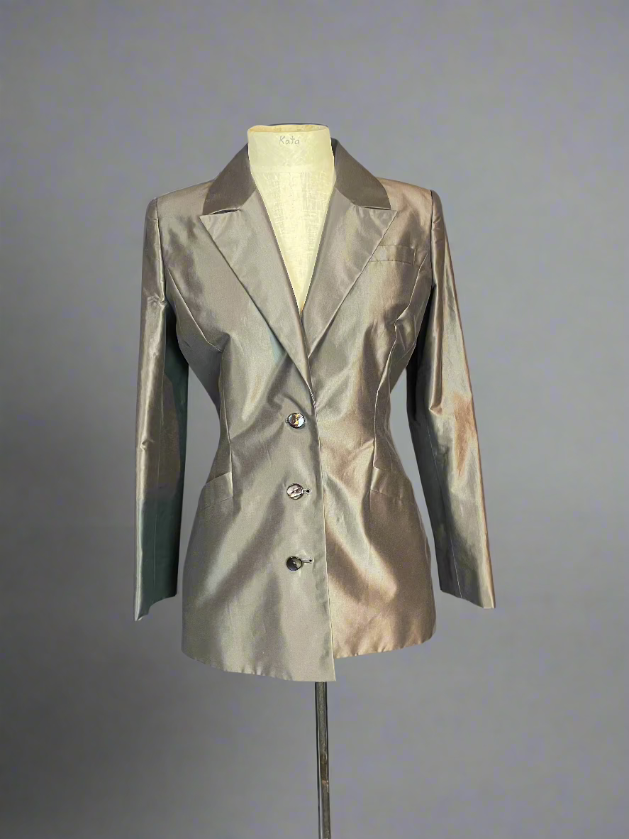 Patricia Rhodes Couture Grey Taffeta Suit Coat