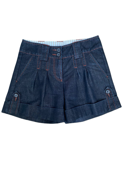 Adorable 🥰 VTG Anthropologie Plus Fours Denim Pleated Shorts Women Size 8
