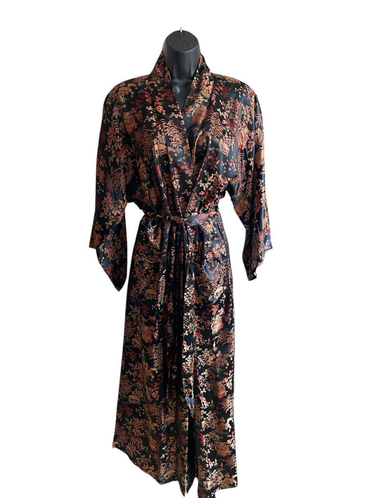 70’s NWT Oriental Kimono Robe Brownish Burgundy Kimono Vibes. One Size